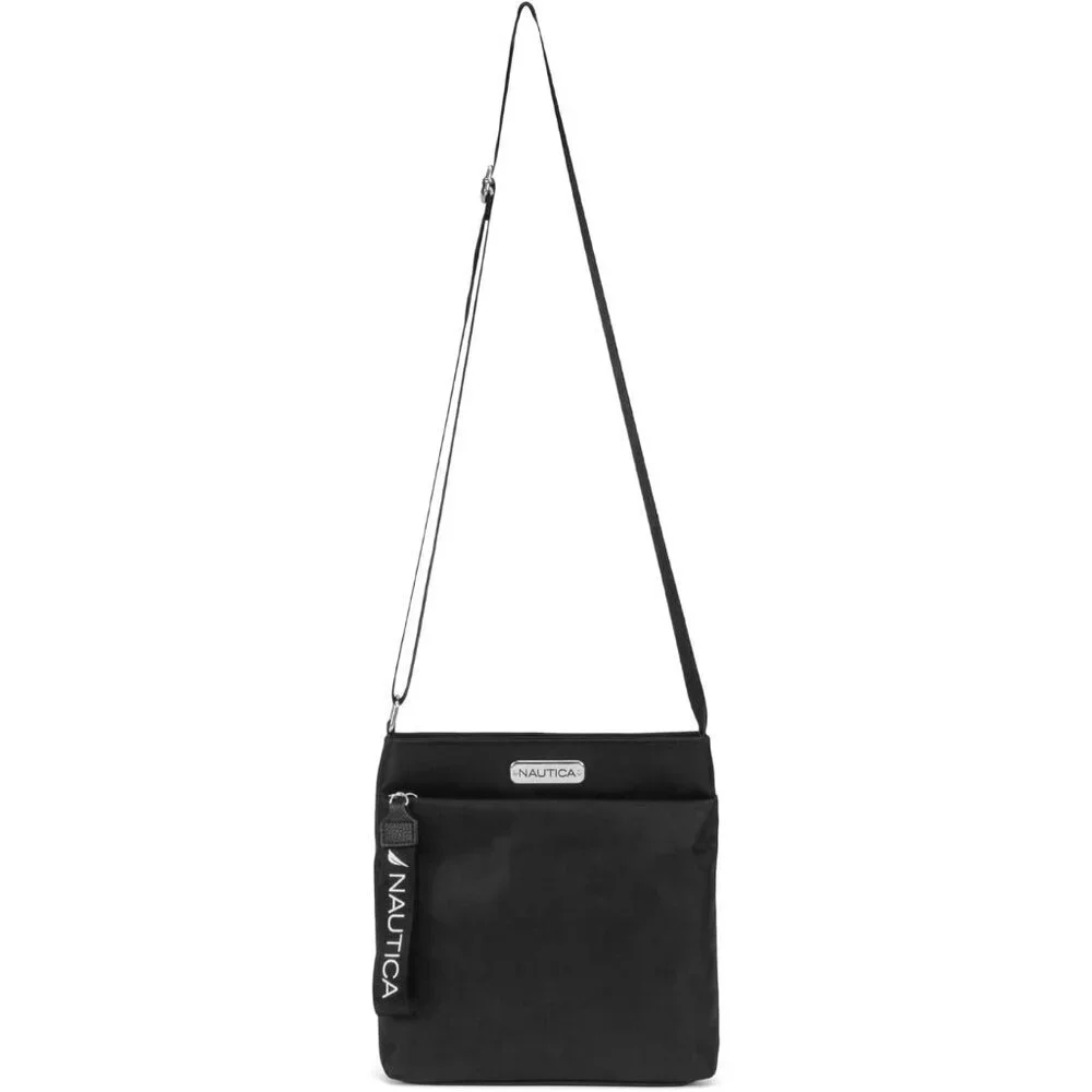 Women's Black Nylon Crossbody Bag Purse with Adjustable Shoulder Strap